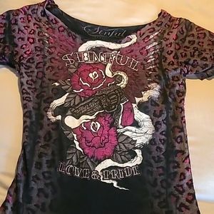 SINFUL scoop neck leopard t